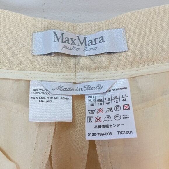 Max Mara Puro Lino Cream Straight Leg Linen Pants - Picture 8 of 8